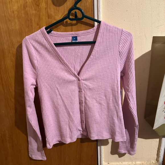 NWT OLD NAVY Button-Front Rib-Knit Top Colors Bergamot SIZE MEDIUM - Picture 1 of 7